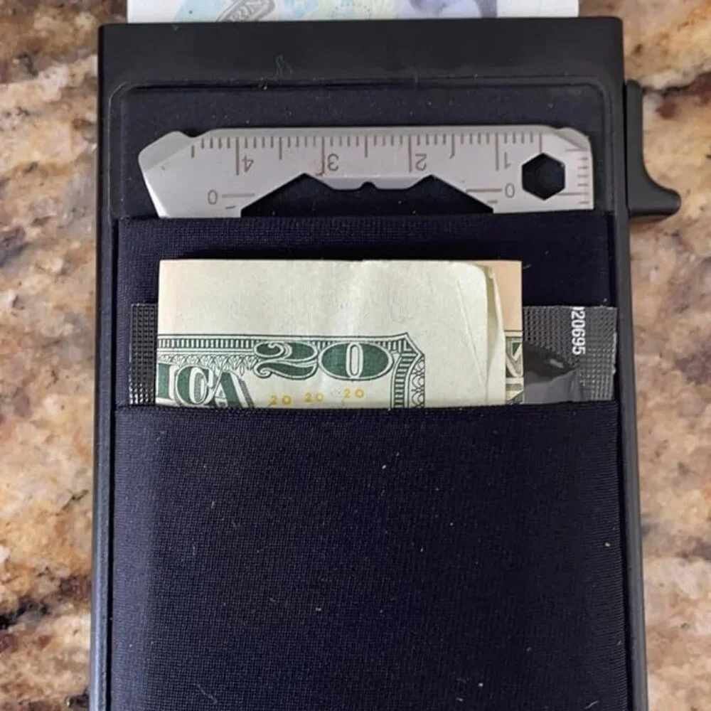 Pop up Card Holder RFID Blocking Minimalist Business Credit Card Wallet